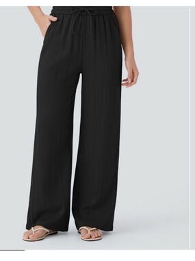 Halara Women's Black Wide-Leg Drawstring Pants